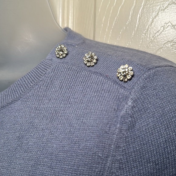 Boden Short Sleeve Cotton Wool Cashmere Blend Sweater Rhinestone Detail Size 6 - Picture 7 of 11